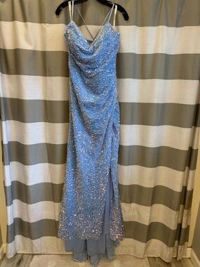 Baby Blue Sparkly Sequin Prom Gown by JJ’s House Size 14